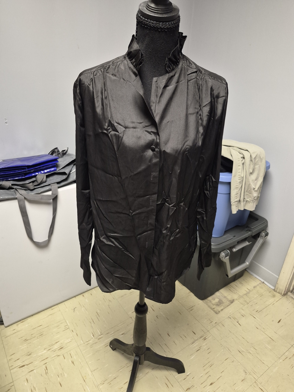 Women's Black Satin-Look Button Jacket